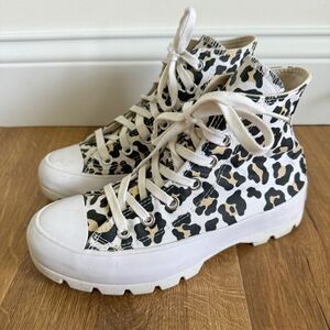 Converse All Star Lugged Sole Platform High Top Leopard Print Sneakers | Size 6
